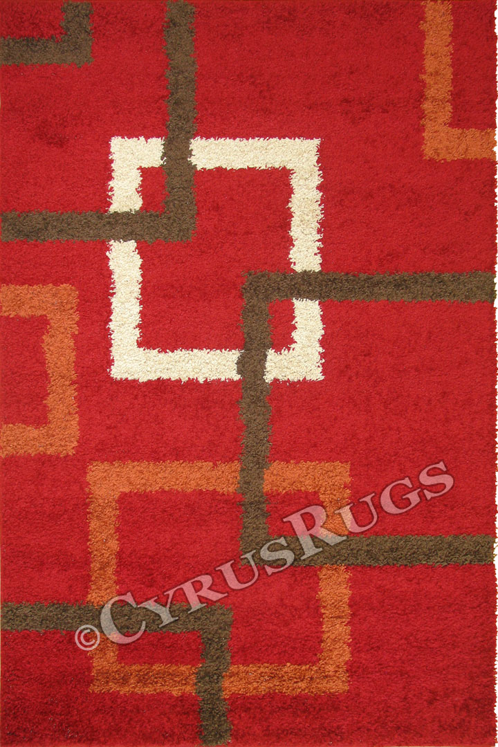 Stella Square Pattern Shaggy Rug 1134A-BRD-BRD - Click Image to Close
