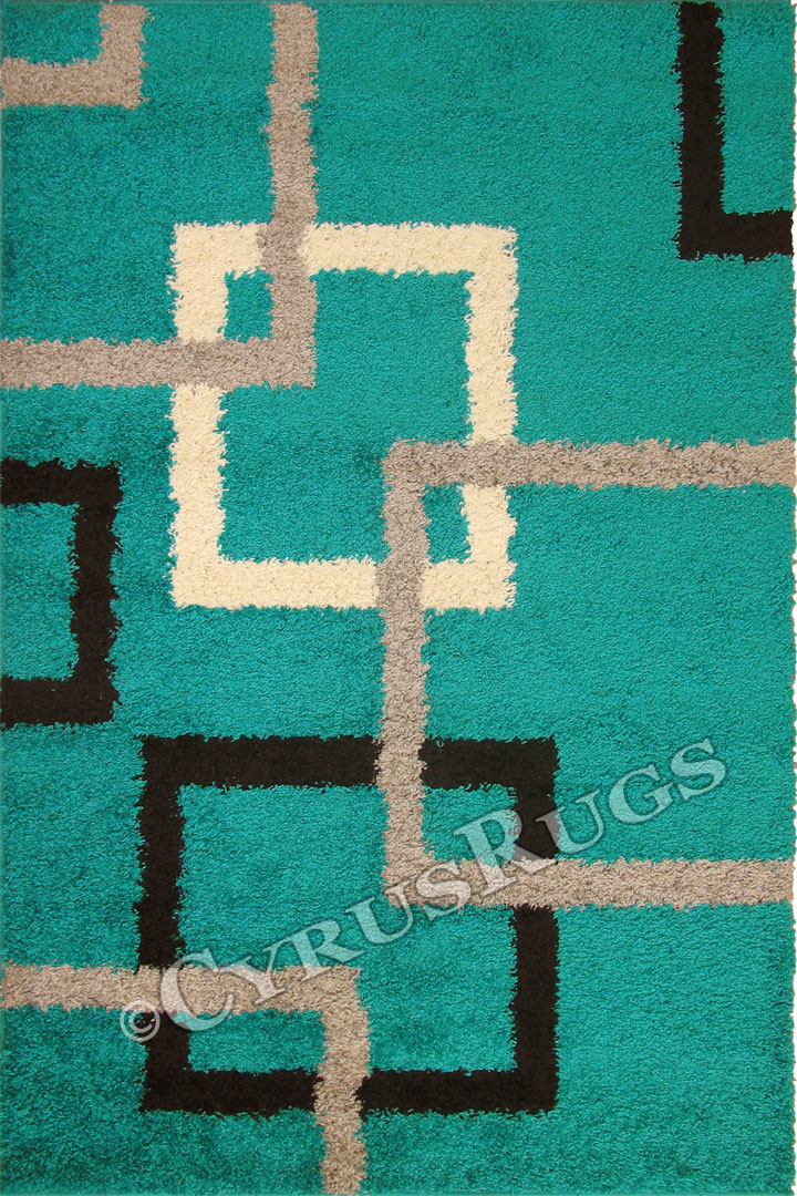Stella Square Pattern Shaggy Rug 1134A-TKZ-TKZ - Click Image to Close