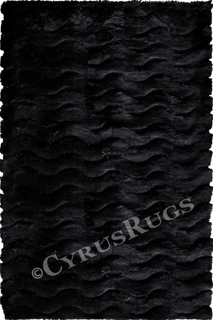 Super Shaggy Plain Rugs 3630 Black Black - Click Image to Close