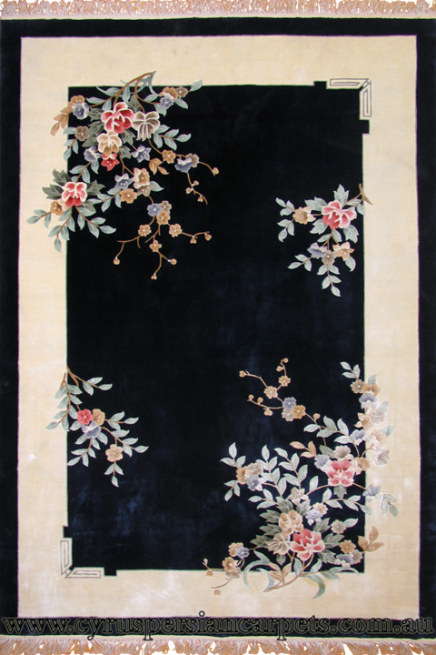 Chinese Art Hand Knotted Floral Silky Rug - Click Image to Close