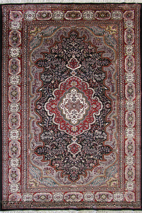 Jammu Hand Knotted Medallion Silky Rug - Click Image to Close