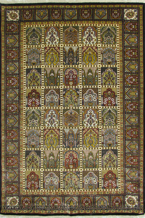 Jammu Hand Knotted Square Pattern Silky Rug - Click Image to Close