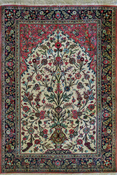 Kum Prayer Hand Knotted Silk Rug - Click Image to Close