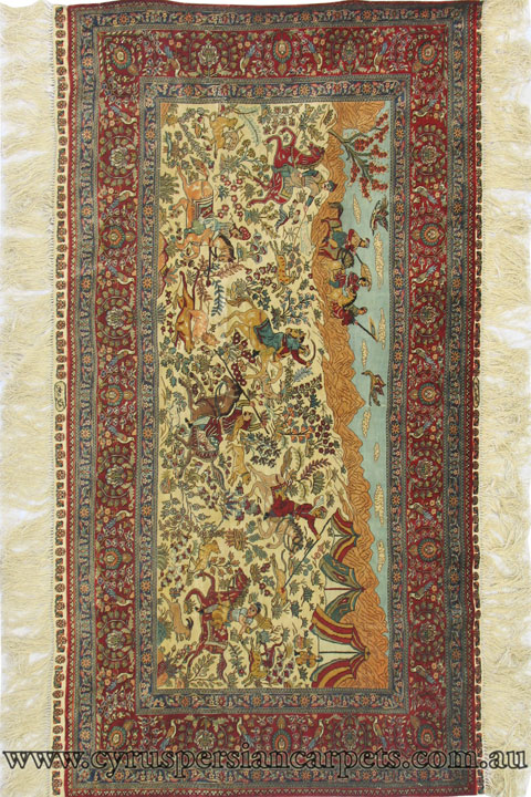 Hereke Pictorial Hand Knotted Silk Rug - Click Image to Close