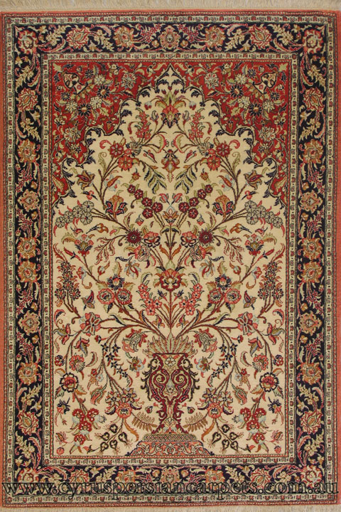 Kum Prayer Hand Knotted Silk Rug - Click Image to Close