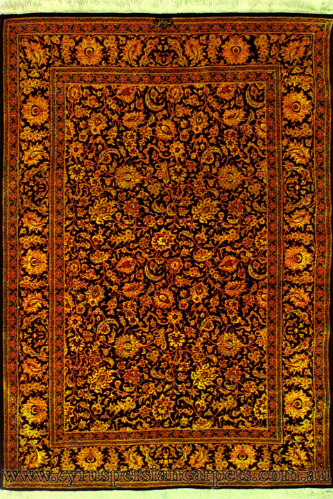 Kum Signed Oriental Hand Knotted Silk Rug - Click Image to Close