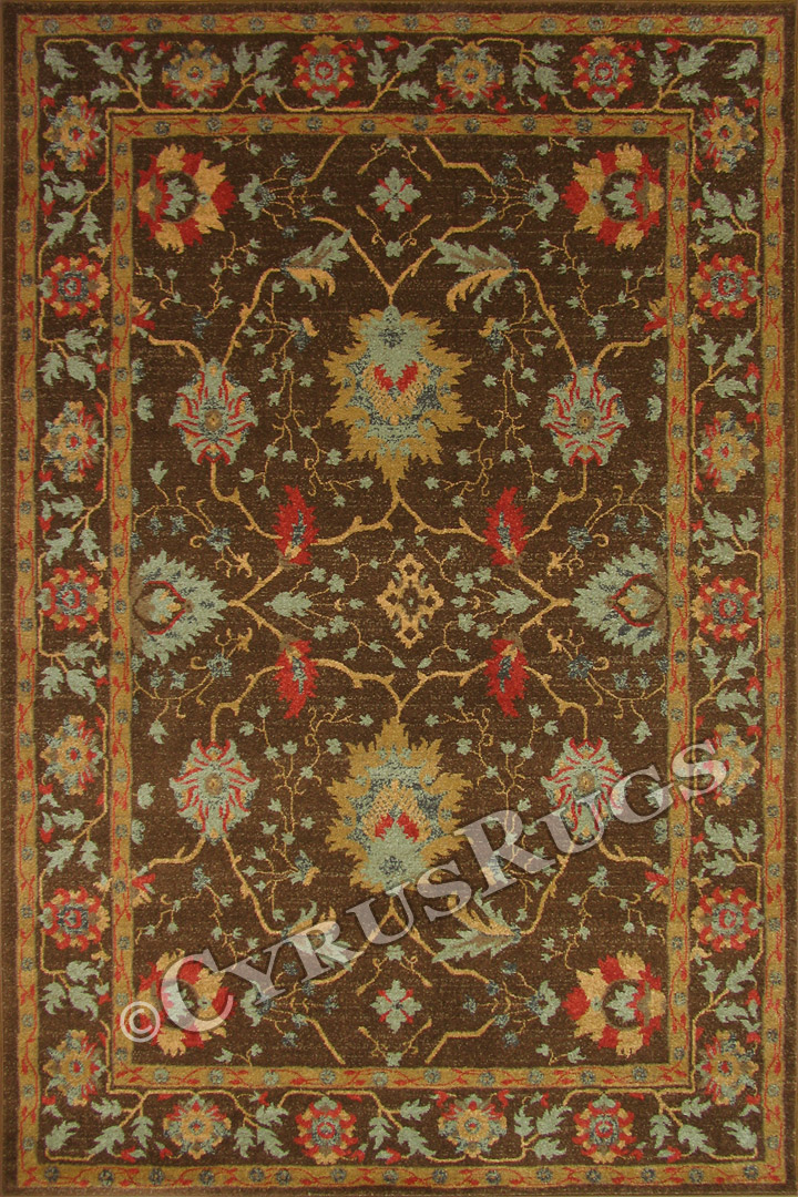 Chicago Traditional Floral Rug 413A Brown L. Beige - Click Image to Close