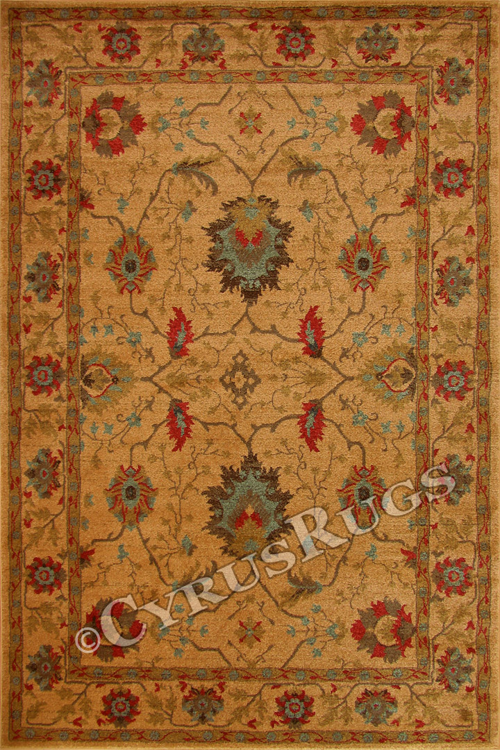 Chicago Traditional Floral Rug 413A Yellow L. Beige - Click Image to Close