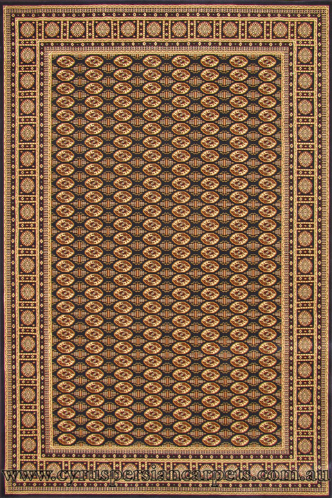 Hereke Traditional Oriental Rug Buhara Navy - Click Image to Close