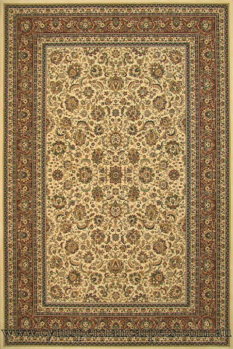 Hereke Traditional Oriental Rug Kashan Ivory - Click Image to Close
