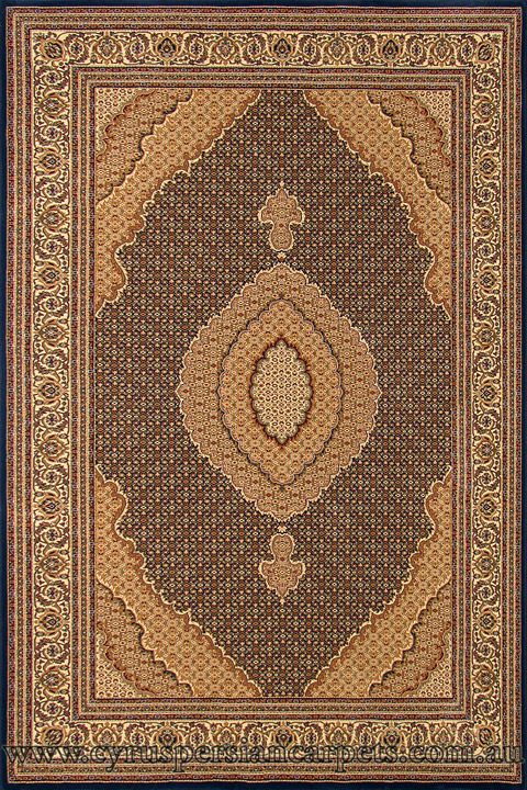 Hereke Traditional Medallion Rug Mahi Navy - Click Image to Close