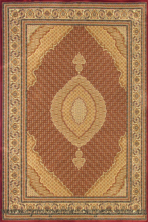 Hereke Traditional Medallion Rug Mahi Red - Click Image to Close
