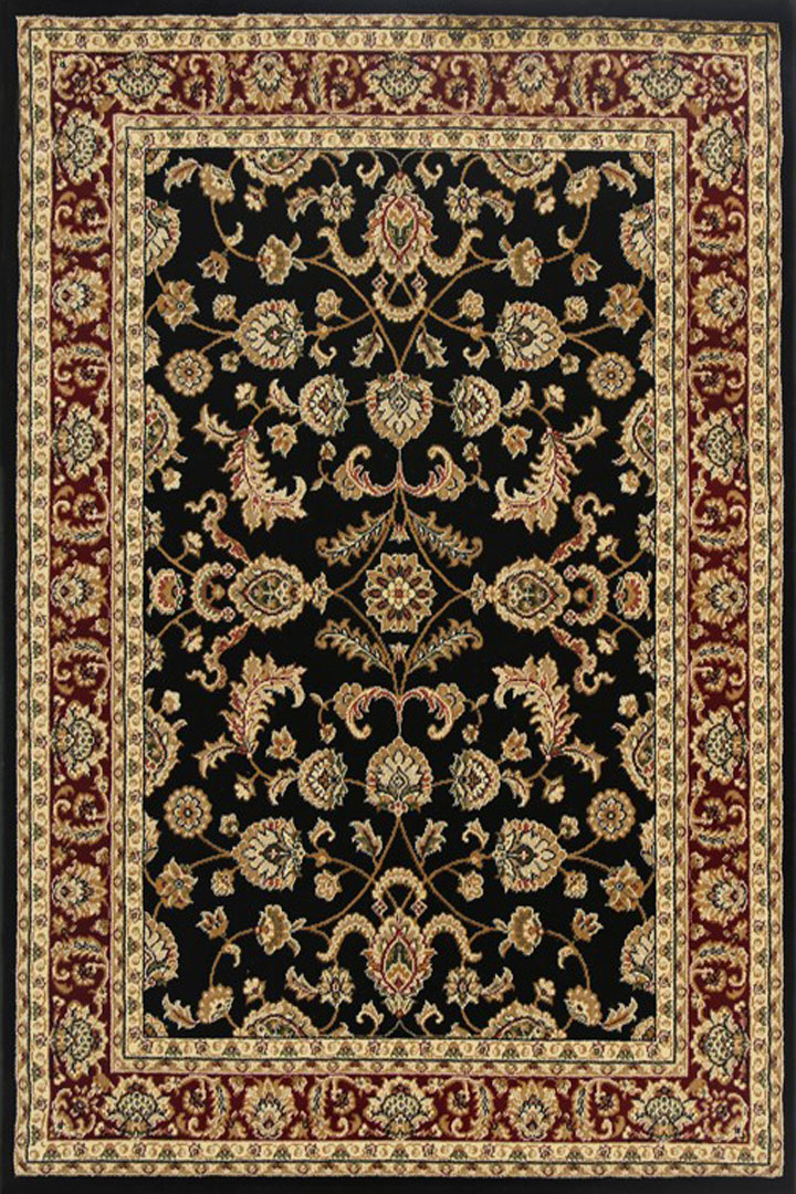 Gianni Traditional Border Rugs 500 Black Red - Click Image to Close