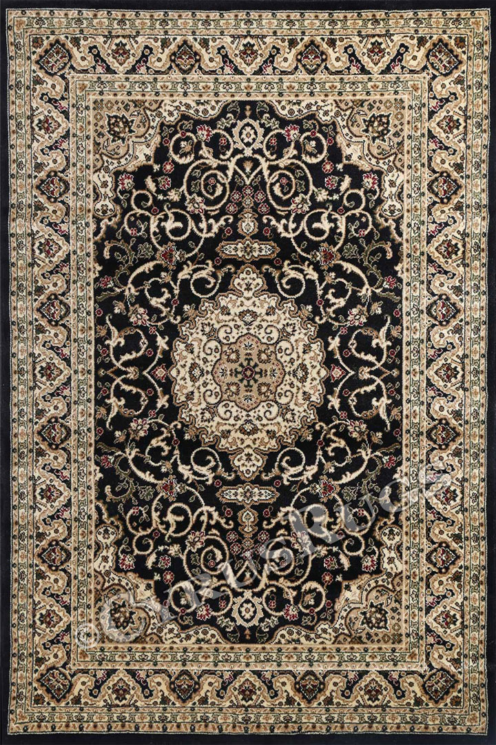 Gianni Traditional Medallion Rugs 600 Black - Click Image to Close
