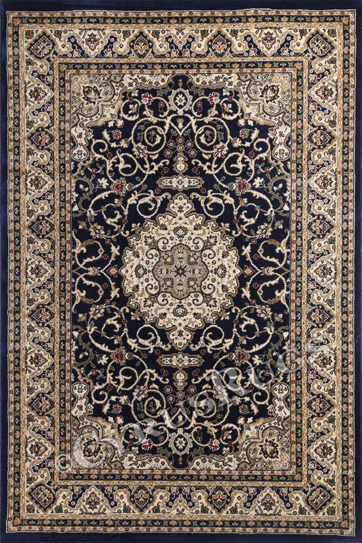 Gianni Traditional Medallion Rugs 600 Navy - Click Image to Close