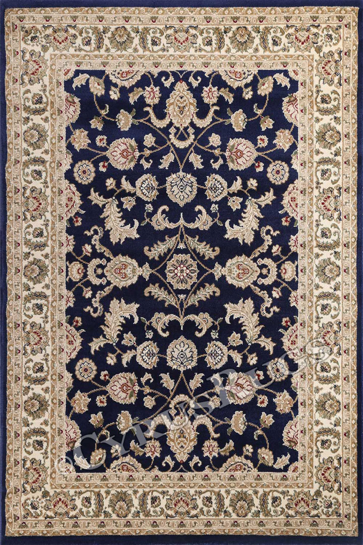 Gianni Traditional Border Rugs 500 Navy Cream - Click Image to Close