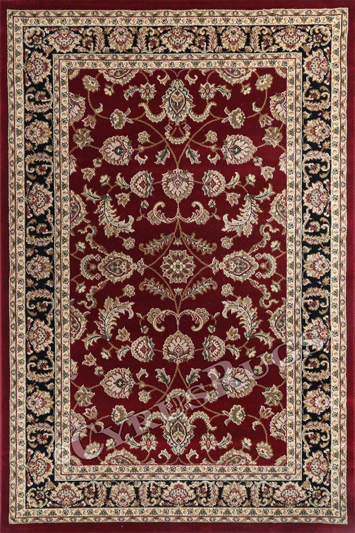 Gianni Traditional Border Rugs 500 Red Black - Click Image to Close