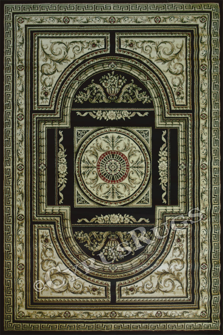 Minnesota Traditional Medallion Rug 2852A Black Cream - Click Image to Close