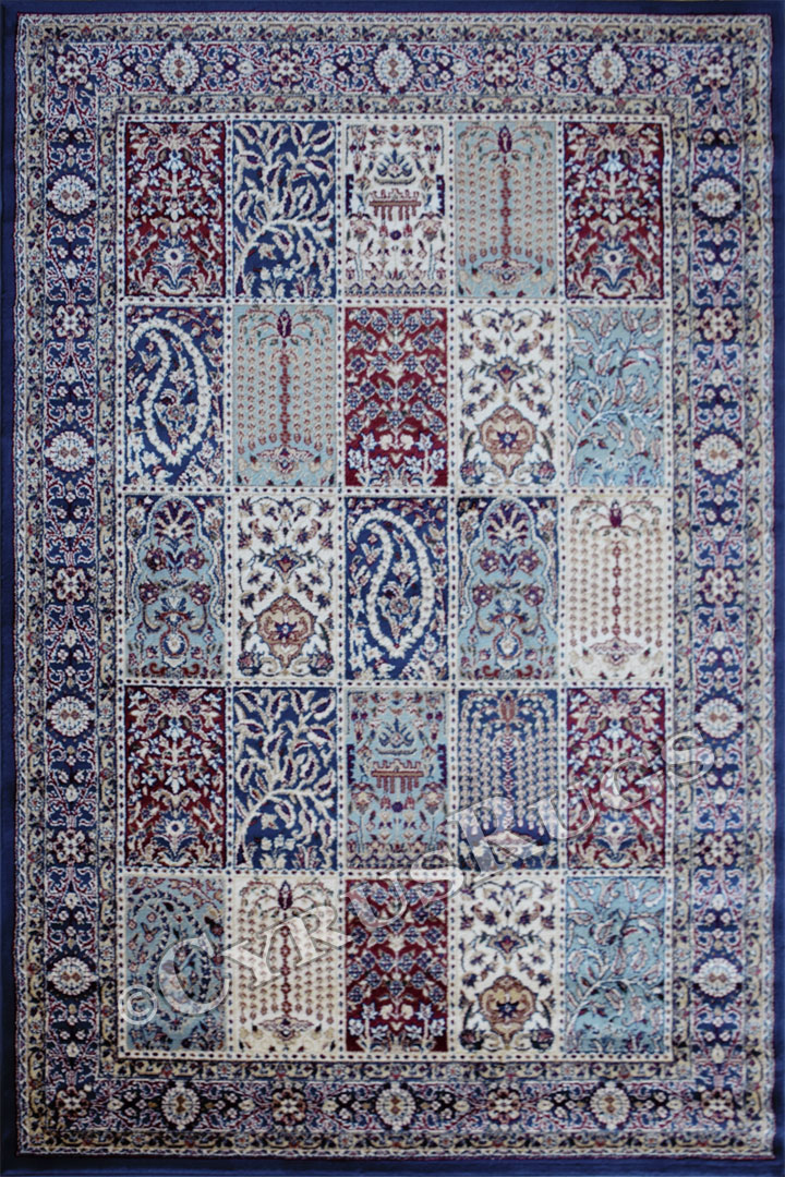 Minnesota Traditional Square Pattern Rug 2896A Navy Navy - Click Image to Close