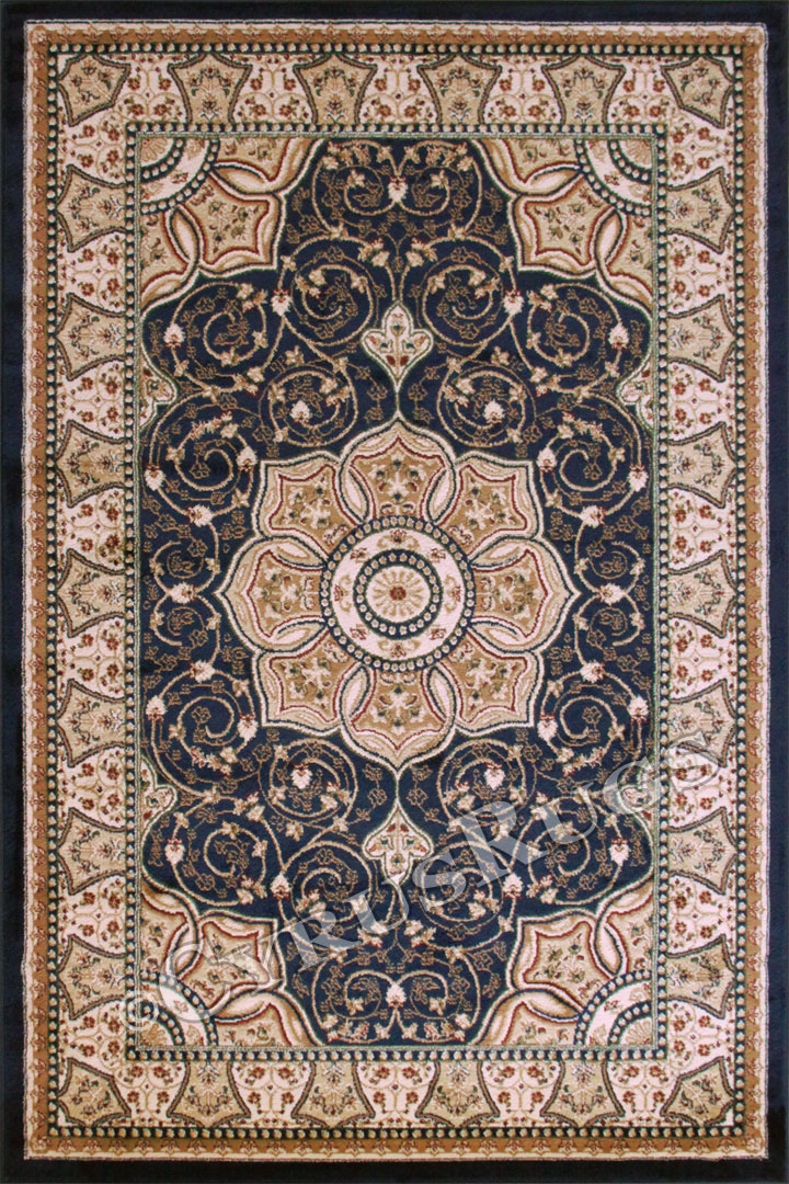 Minnesota Traditional Medallion Rug 3005A Navy Cream - Click Image to Close