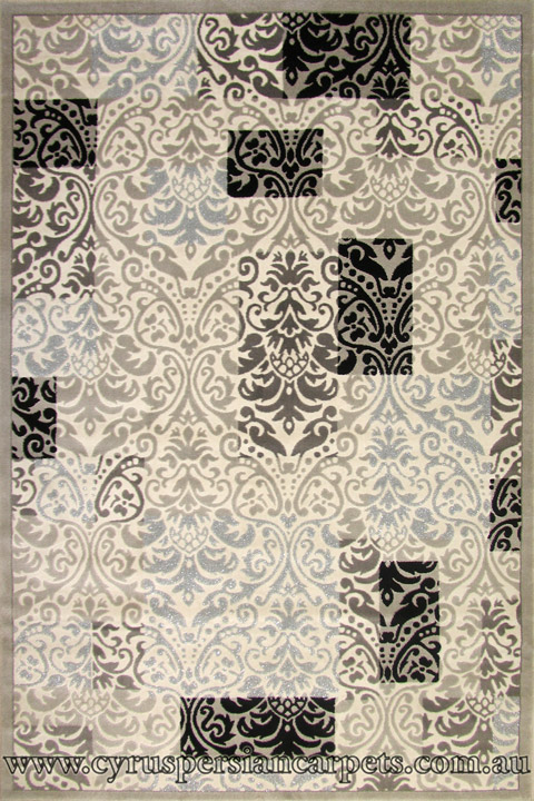 Royal Traditional Floral Rug 7295A White L Gray - Click Image to Close