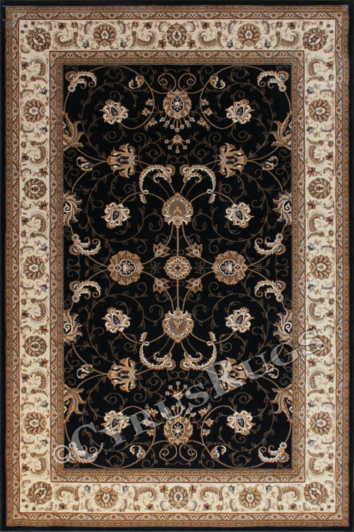 San Diego Traditional Oriental Rugs 2117A Black Cream - Click Image to Close