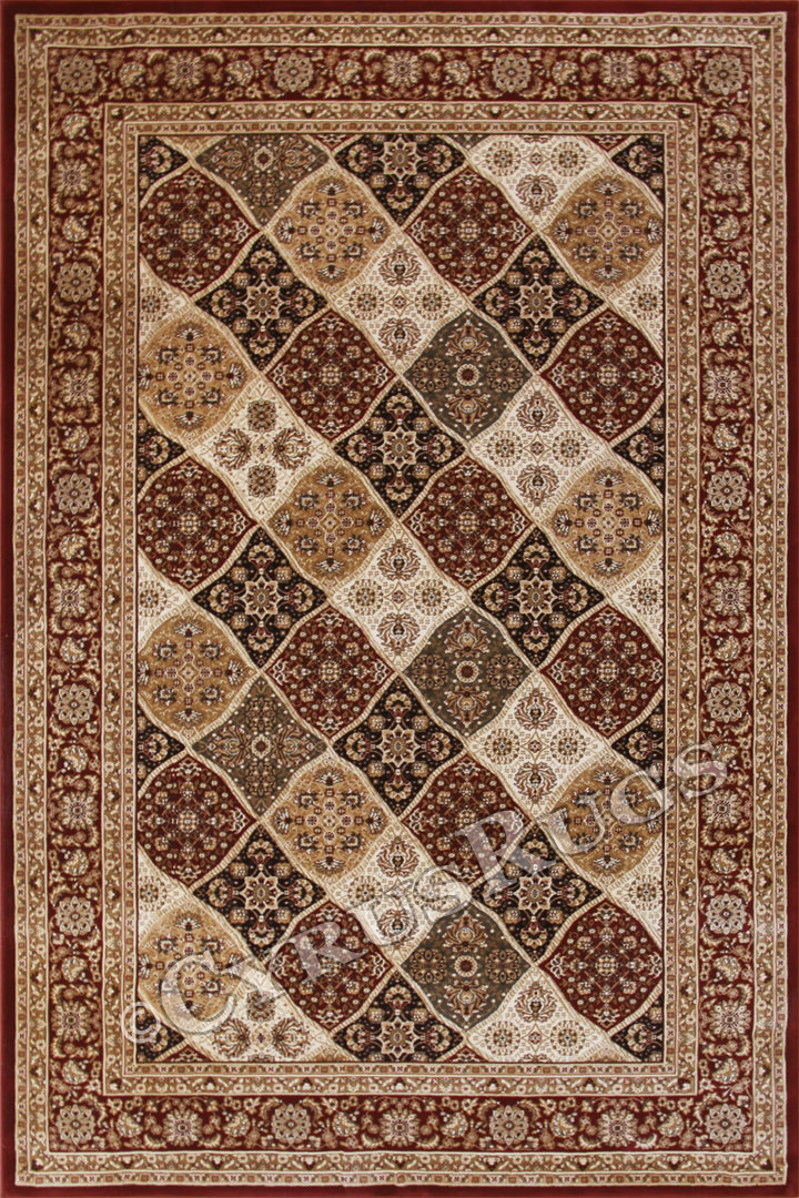 San Diego Traditional Square Pattern Rugs 2511A Red Red - Click Image to Close
