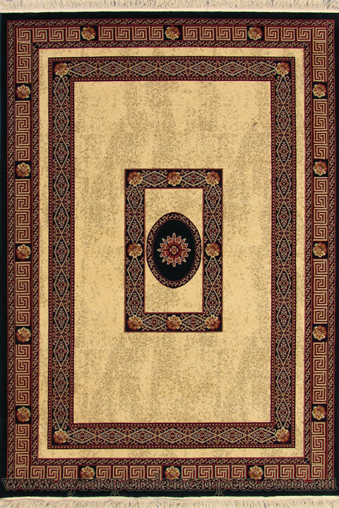 Super Istanbul Traditional Medallion Rug Elmas Beige Navy - Click Image to Close