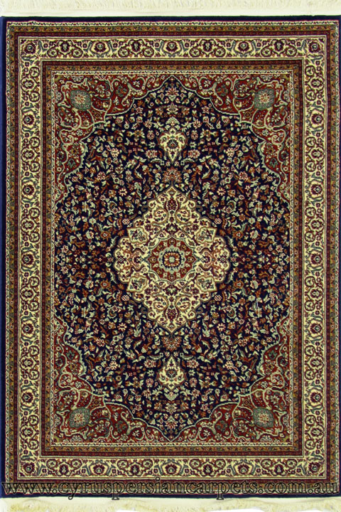 Super Istanbul Traditional Medallion Rug Bergama Navy - Click Image to Close