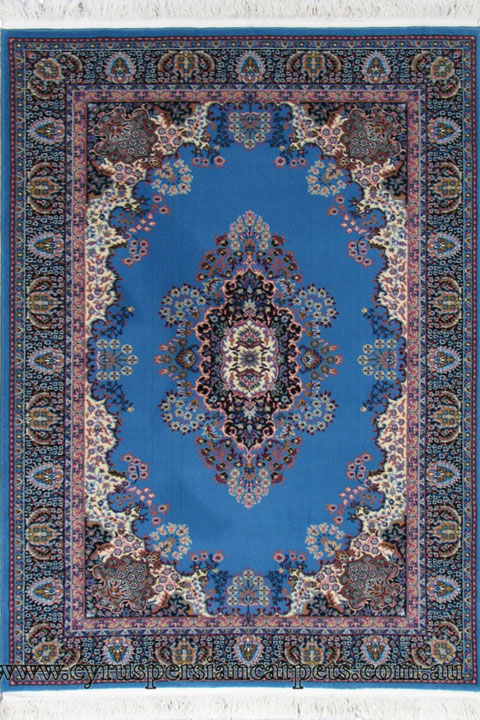 Super Istanbul Traditional Medallion Rug Noori Sky Blue - Click Image to Close