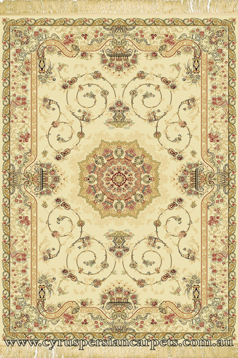 Sydney Traditional Floral Medallion Rugs 7000A Cream Cream - Click Image to Close