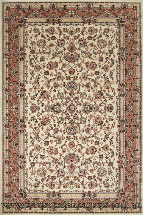 Sydney Turkish Floral Rugs 7015A Cream Rose - Click Image to Close