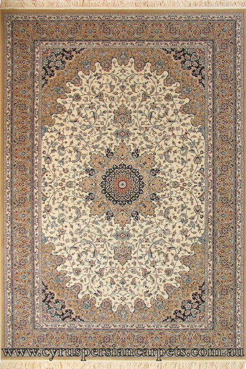 Tehran Traditional Medallion Rug 750201 Cream - Click Image to Close