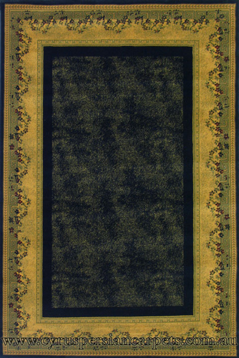 Classic Treasure Traditional Border Rug Berfin Navy - Click Image to Close