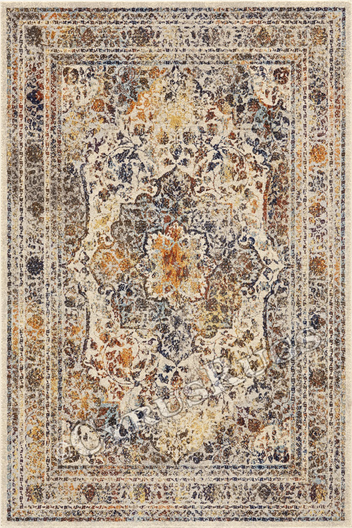 Las Vegas Traditional Medallion Rugs 13099 Cotton Silver - Click Image to Close