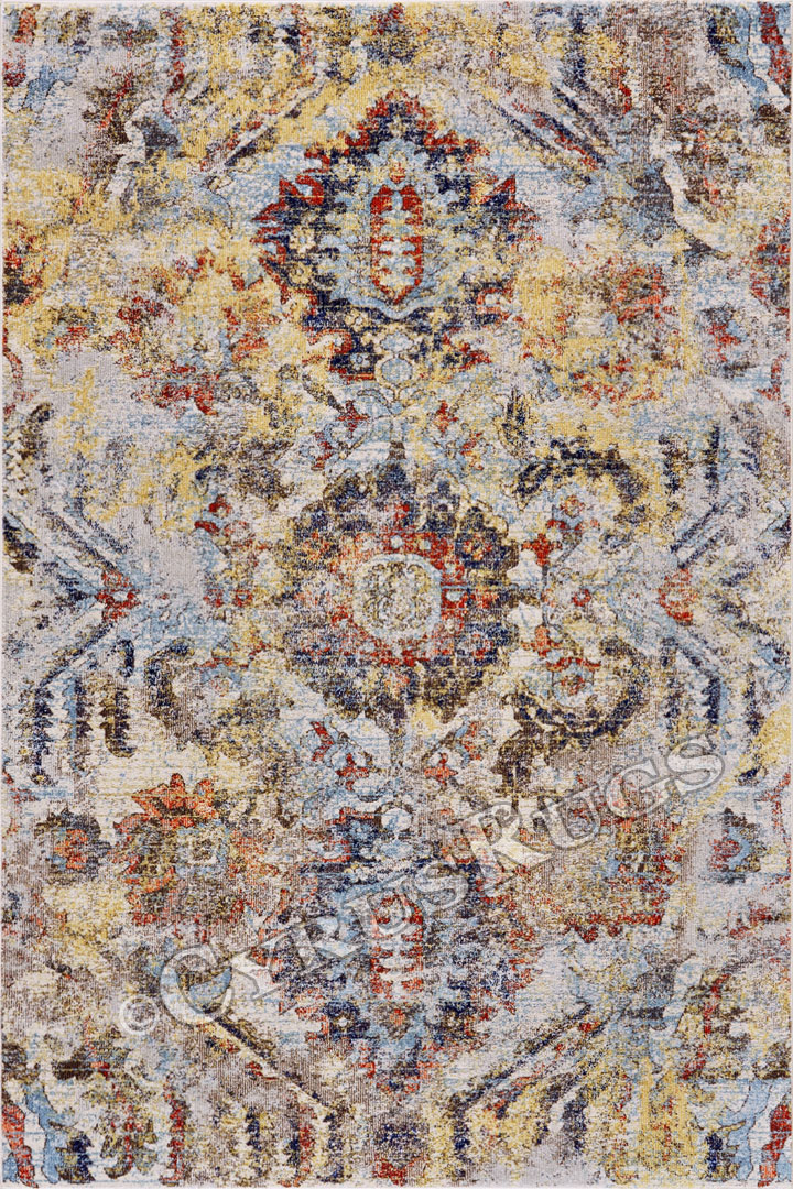 Las Vegas Traditional Medallion Rugs 3542F Cotton Ice Flow - Click Image to Close