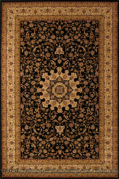Venetian Traditional Medallion Rug 7515A Black - Click Image to Close