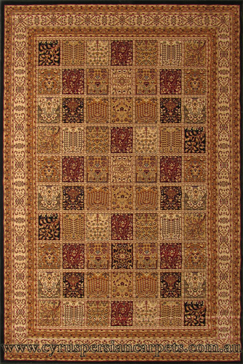 Venetian Traditional Square Pattern Rug 8569A Black - Click Image to Close
