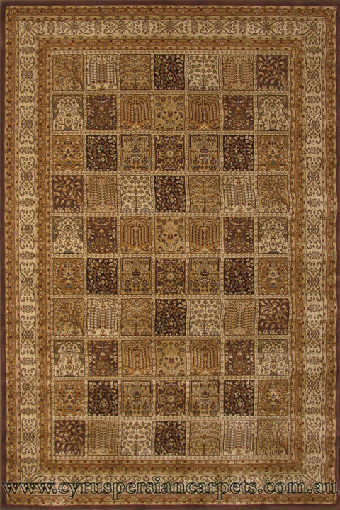 Venetian Traditional Square Pattern Rug 8569A Dark Brown - Click Image to Close