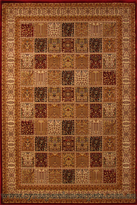 Venetian Traditional Square Pattern Rug 8569A Red - Click Image to Close