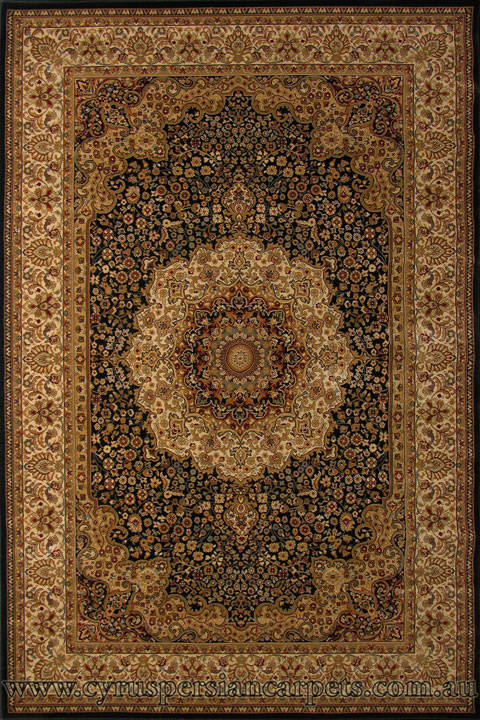 Venetian Traditional Floral Medallion Rug 8582A Black - Click Image to Close