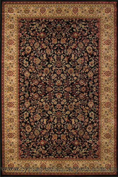 Venetian Traditional Oriental Floral Rug 8595A Black - Click Image to Close