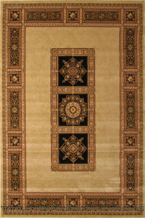 Venetian Traditional Square Pattern Rug 8827C Cream - Click Image to Close