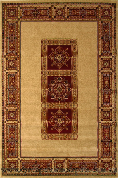 Venetian Traditional Square Pattern Rug 8827D Cream - Click Image to Close