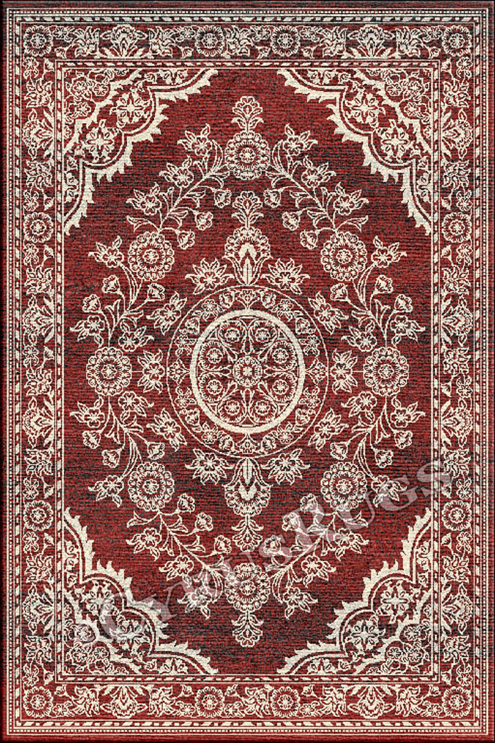Vintage Traditional Floral Rug 3672F Red Cotton - Click Image to Close