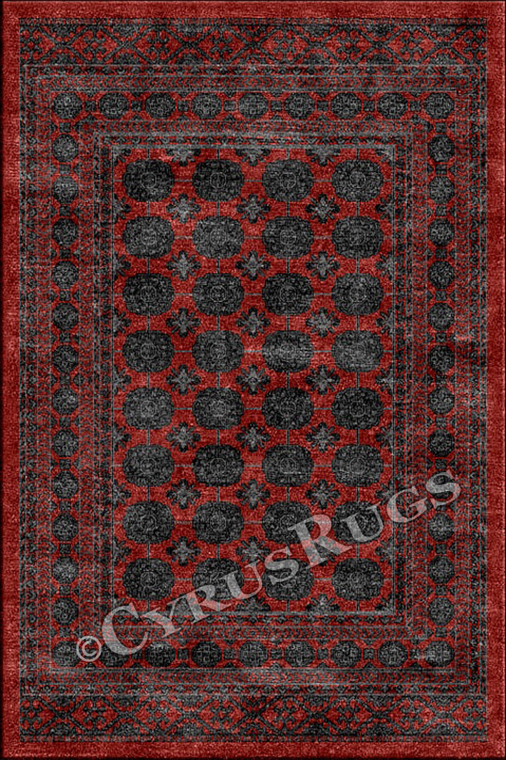 Vintage Traditional Geometric Rug 0W148 Red Grey - Click Image to Close
