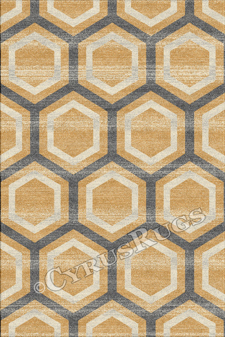 Vintage Geometric Modern Rugs BF253 4246 Yellow Cotton - Click Image to Close
