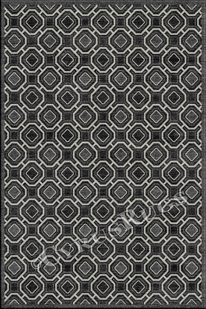 Vintage Geometric Modern Rugs HB282 Charcoal Silver EV - Click Image to Close