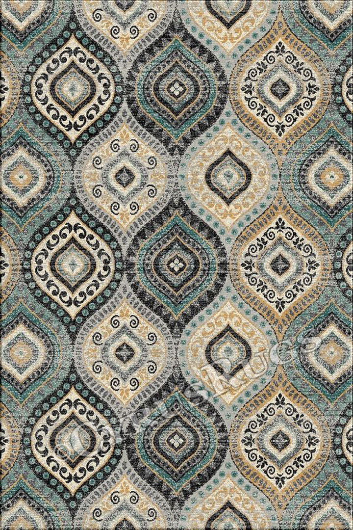 Vintage Geometric Modern Rugs HB293 Aqua Grey EV - Click Image to Close