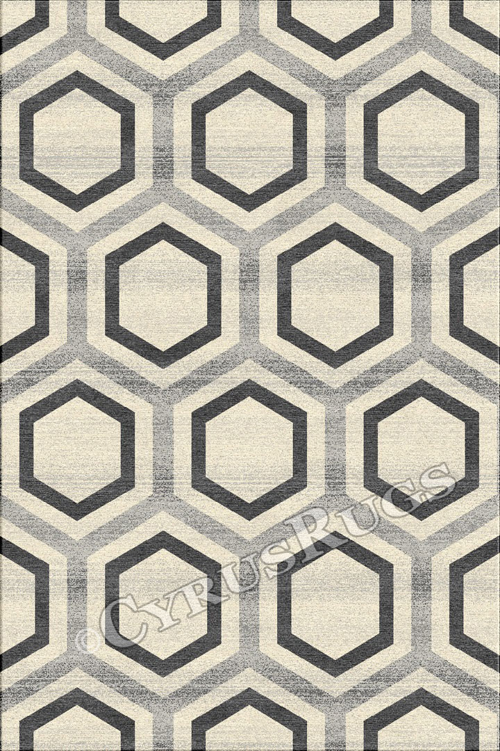 Vintage Geometric Modern Rugs BF253-4246 Cotton Silver - Click Image to Close